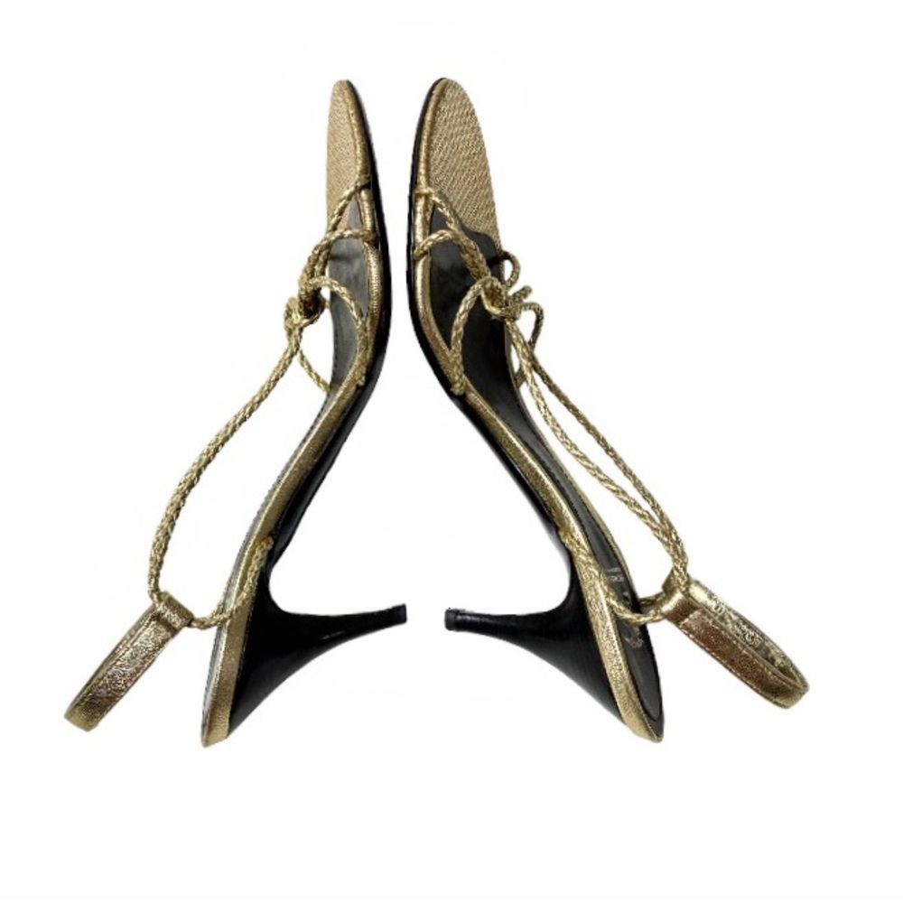 Burberry Gold Braided Strappy Sandals 3” Heel Size EU 37.5 - Picture 12 of 16
